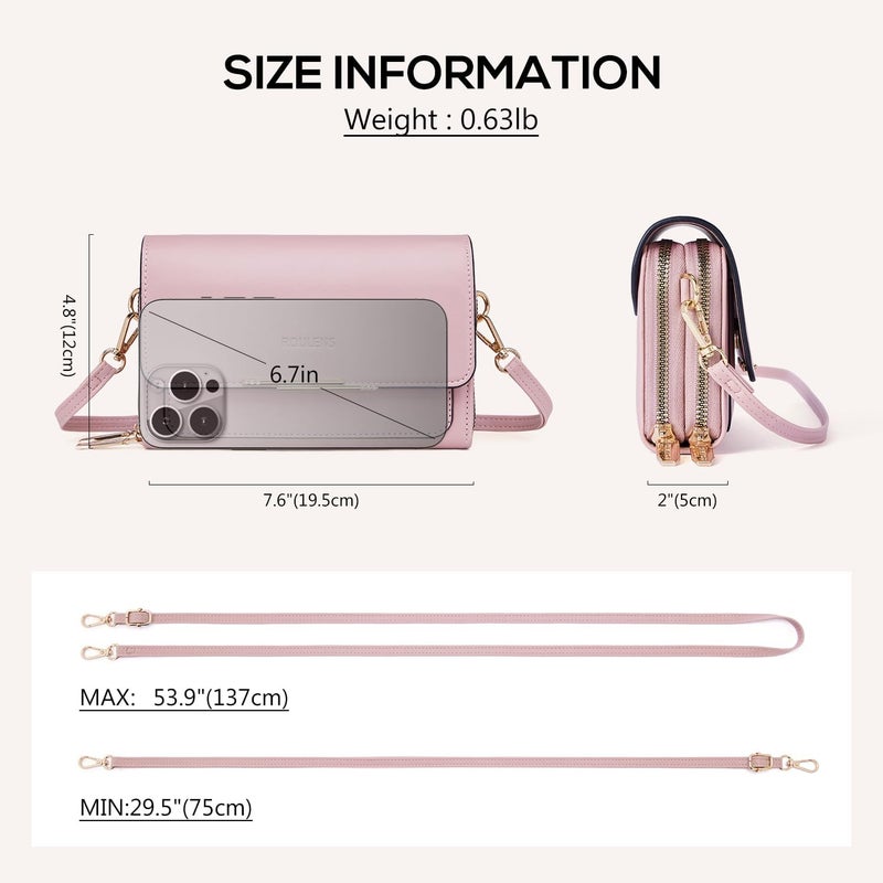 Roulens Small Crossbody Bag for Women,Cell Phone Purse Women's Shoulder Handbags Wallet Purse with Credit Card Slots - Image 5